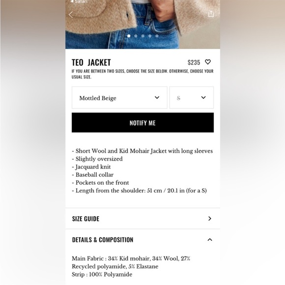 Sezane Teo Jacket in Mottled Beige Cardigan - Picture 6 of 11